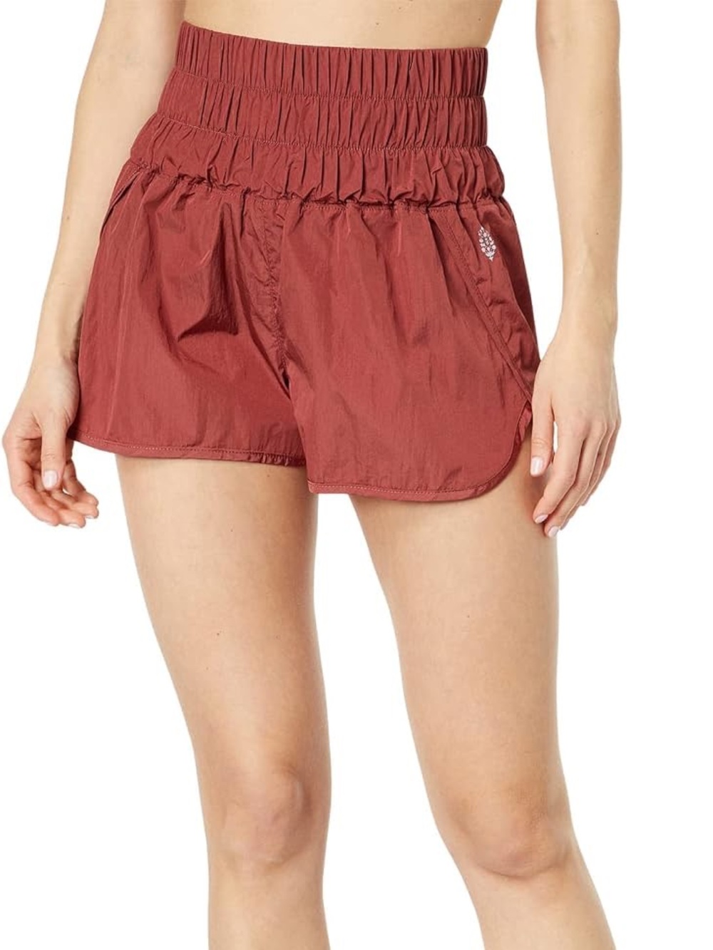 Free People High-Waist Burgundy Athletic Shorts, in perfect condition.